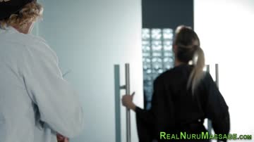 Rimmed masseuse milf gets wam in nuru gel