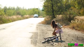 Small teenage slut sucks pole