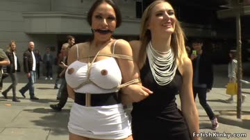 Blindfolded busty sub public disgraced