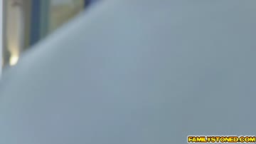 Stepbro sneaks behind the stepsiblings and eats their pussies