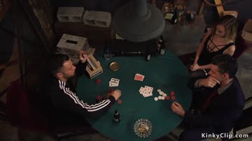 Gambler fucks blonde slave in bondage