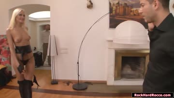 Glamorous blonde lick and double penetrated by two big dicks