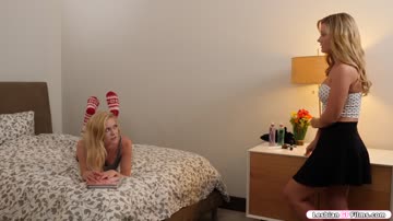 Busty blonde helps her petite friend achieve her life goals