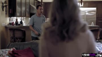 Jessy pulls Janes head back to his dick and makes her suck more