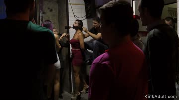 Hot slaves fucked in crowded night club