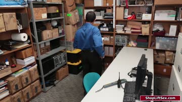 Horny officer fucking a brunette shoplifter in his office