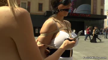 Huge tits Euro beauty fucked in public