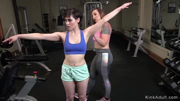 Hot lesbian ass whipped at the gym