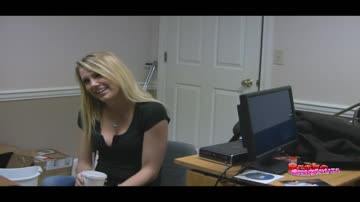 taylor earns some money at the agents office, with her mouth.