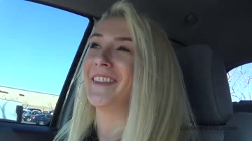 Skinny Blonde gets big cock in her mouth at audition