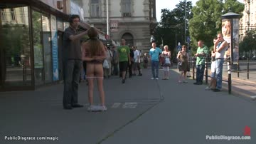 Busty Romanian humiliated in public